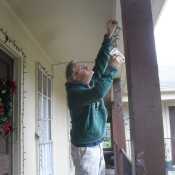 Hanging the lights for the holidays