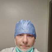 Me at work, getting ready to go in isolation room