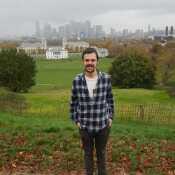 Me in London with Canary Wharf in the background