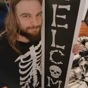 That's me and my skull welcome sign