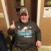 Me and my new sweatshirt from the Eagles Superbowl win
